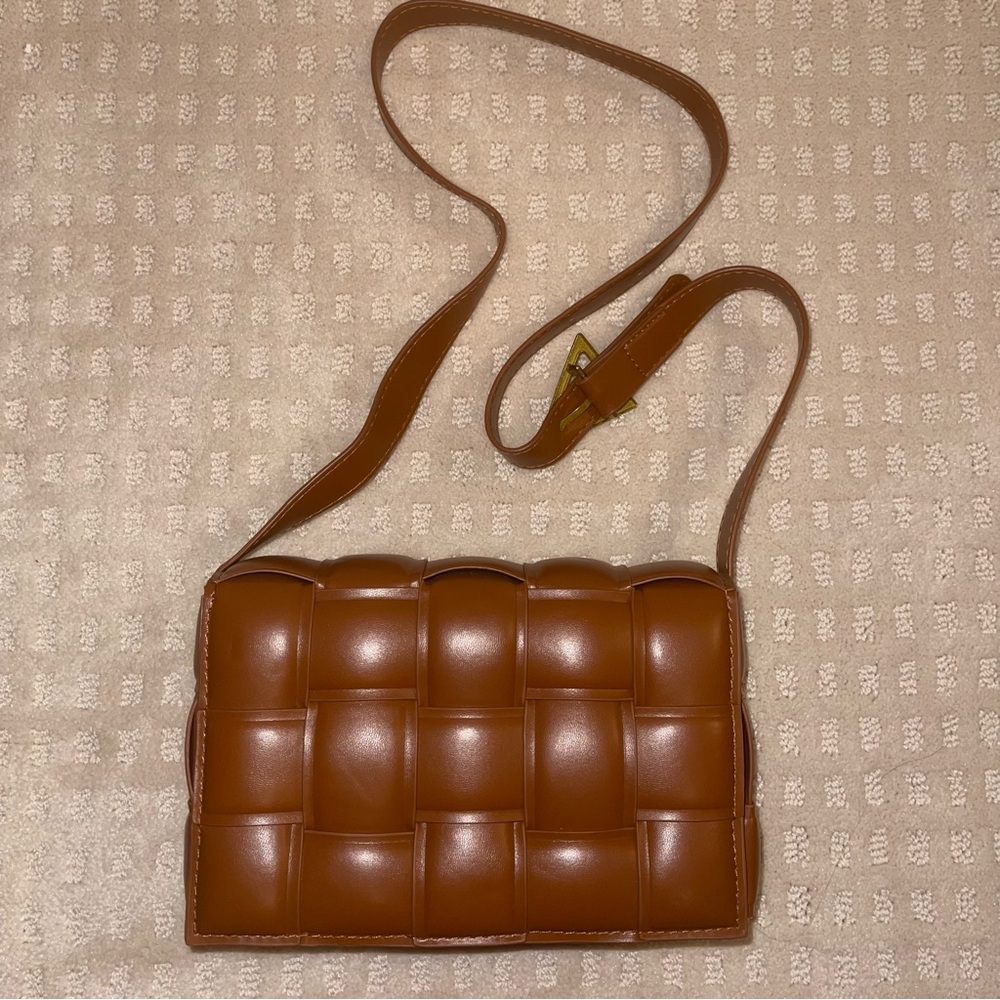 Amazon Brown Woven Leather Crossbody Bag - Picture 11 of 15